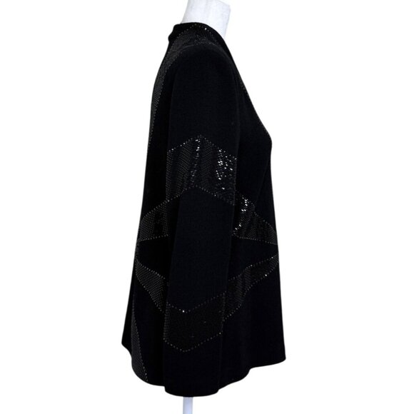 St. John Evening Marie Gray Jacket Santana Knit Black Sequin Zip Size 8 - READ - Picture 2 of 9